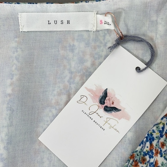 Lush NWT Dress Wrap Blue Tie Back with Ruffles Floral Size Small S - Picture 12 of 17